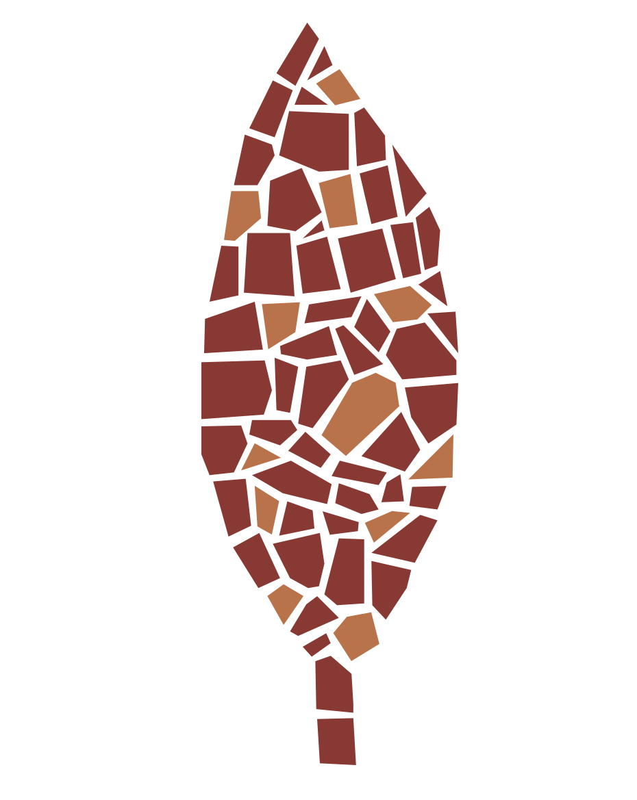 Brown leaf made up of mosaic tiles